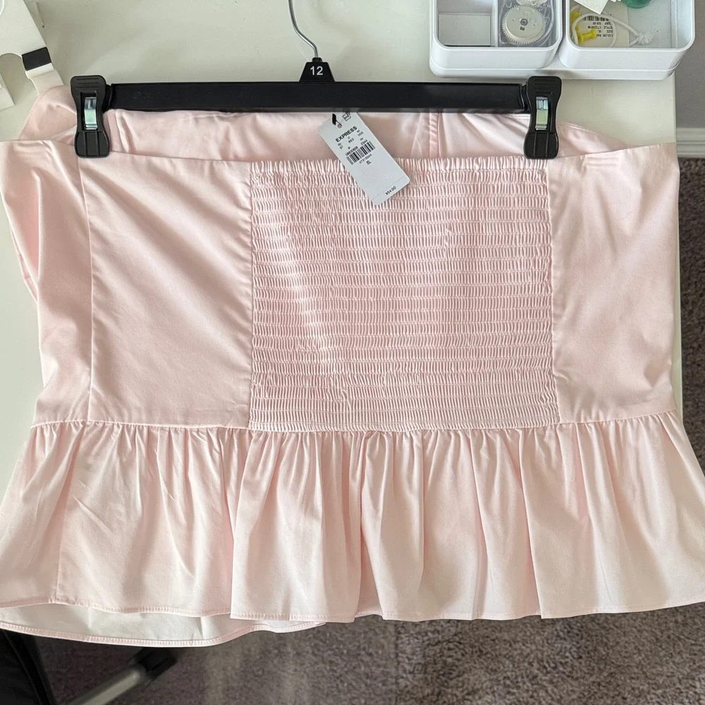 Express Light Pink Asymmetrical Ruffled Top - Picture 2 of 2
